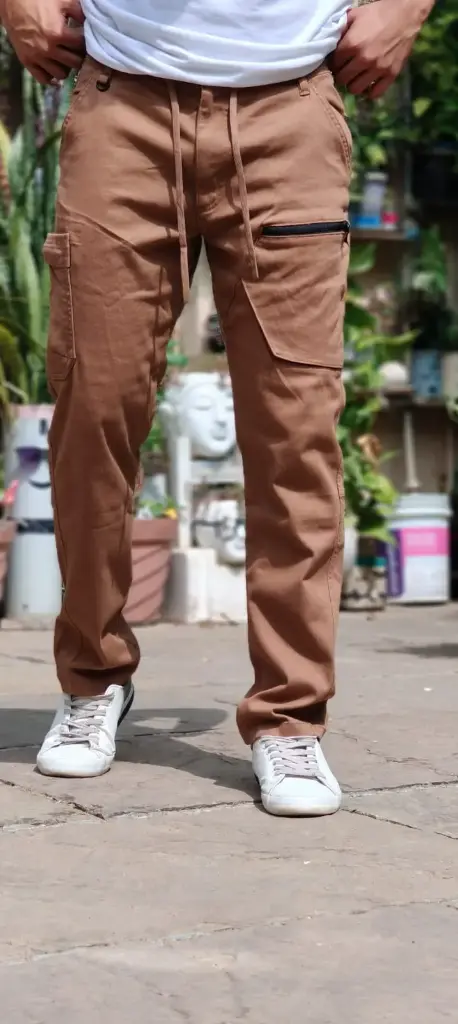 Brown Straight-fit Cargo Pants
