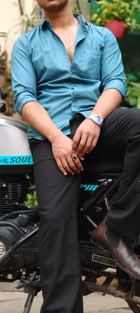 Premium Cotton Plain Shirt (Teal Blue) (M)