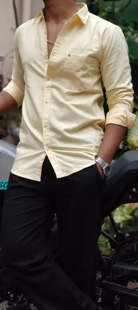  Premium Cotton Plain Shirt (Yellow) (M)