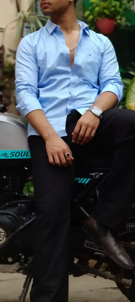  Premium Cotton Plain Shirt (Sky Blue) (M)