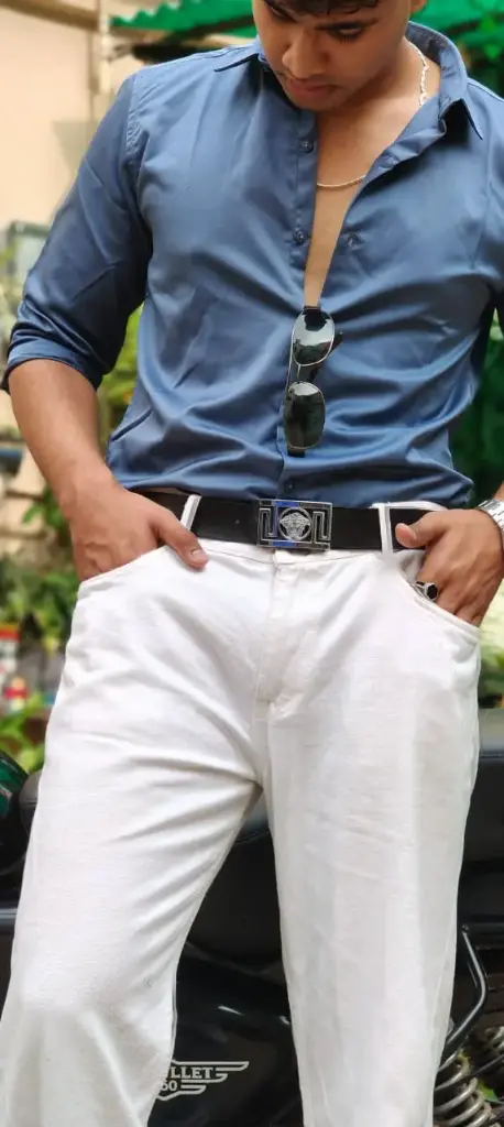 Premium Partywear Shirt (Steel Blue) (M)