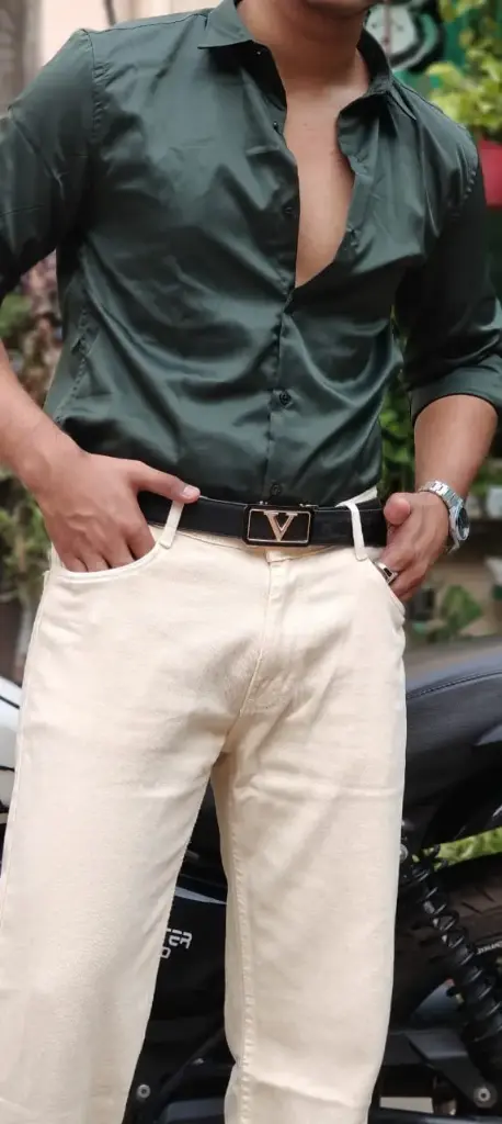 Premium Partywear Shirt (Dark Olive Green)