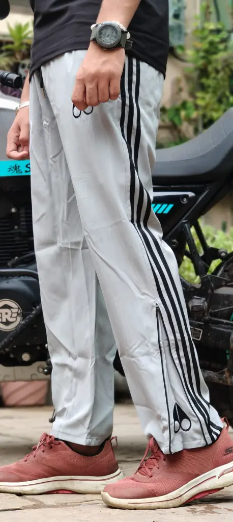 Boot-Cut Track Pants (Light Grey)