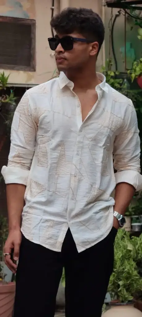 Imported Partywear Shirt (Off White) (M)