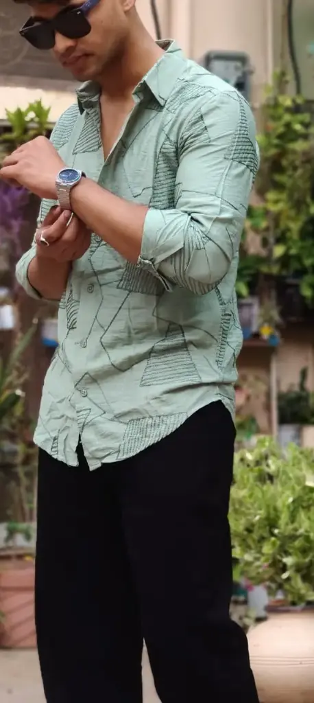 Imported Partywear Shirt(Mint Green) (M)