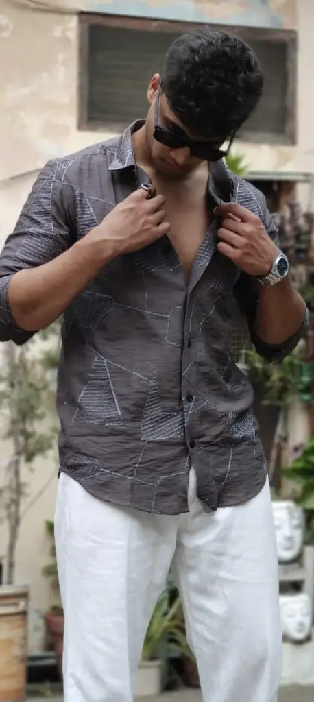 Imported Partywear Shirt (Charcoal Brown) (M)