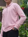 zippered collar casual pullovers (Soft Pink)