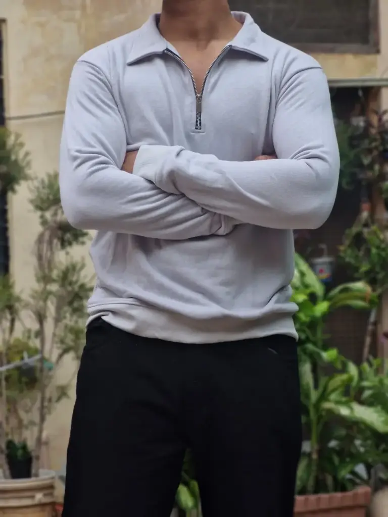  zippered collar casual pullovers (Grey)