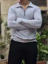  zippered collar casual pullovers (Grey)