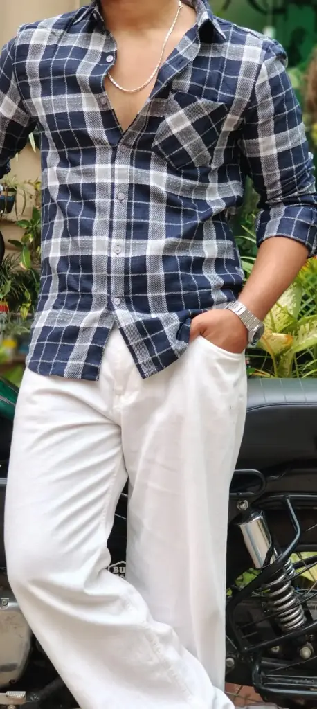 Buberry Windowpane Deep-indigo Tartan Checks Shirt (M)