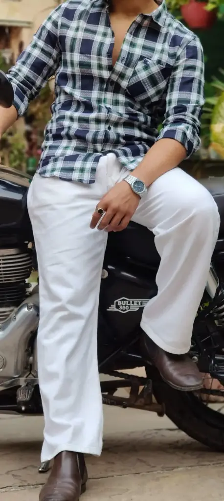 Buberry Classic Navy Tartan Checks Shirt (M)