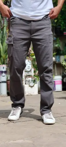 Grey Straight-fit cargo pants