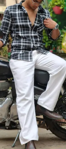 Buberry Monochrome Black Windowpane Checks Shirt