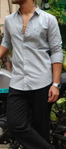  Premium Cotton Plain Shirt (Light Grey)